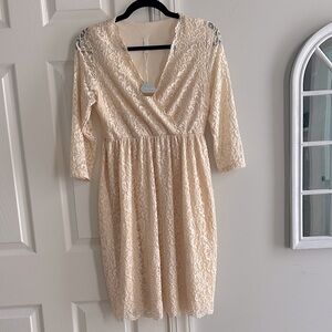 Pinkblush cream, lace dress- medium